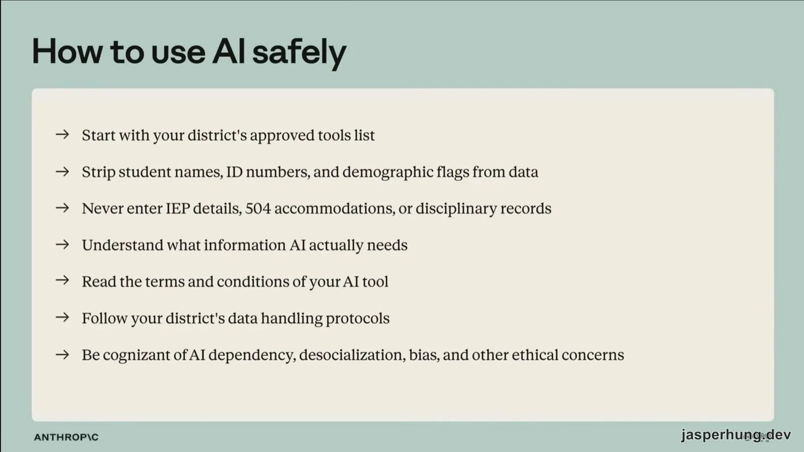 How to use AI safely：教育工作者使用 AI 的安全檢查方向
