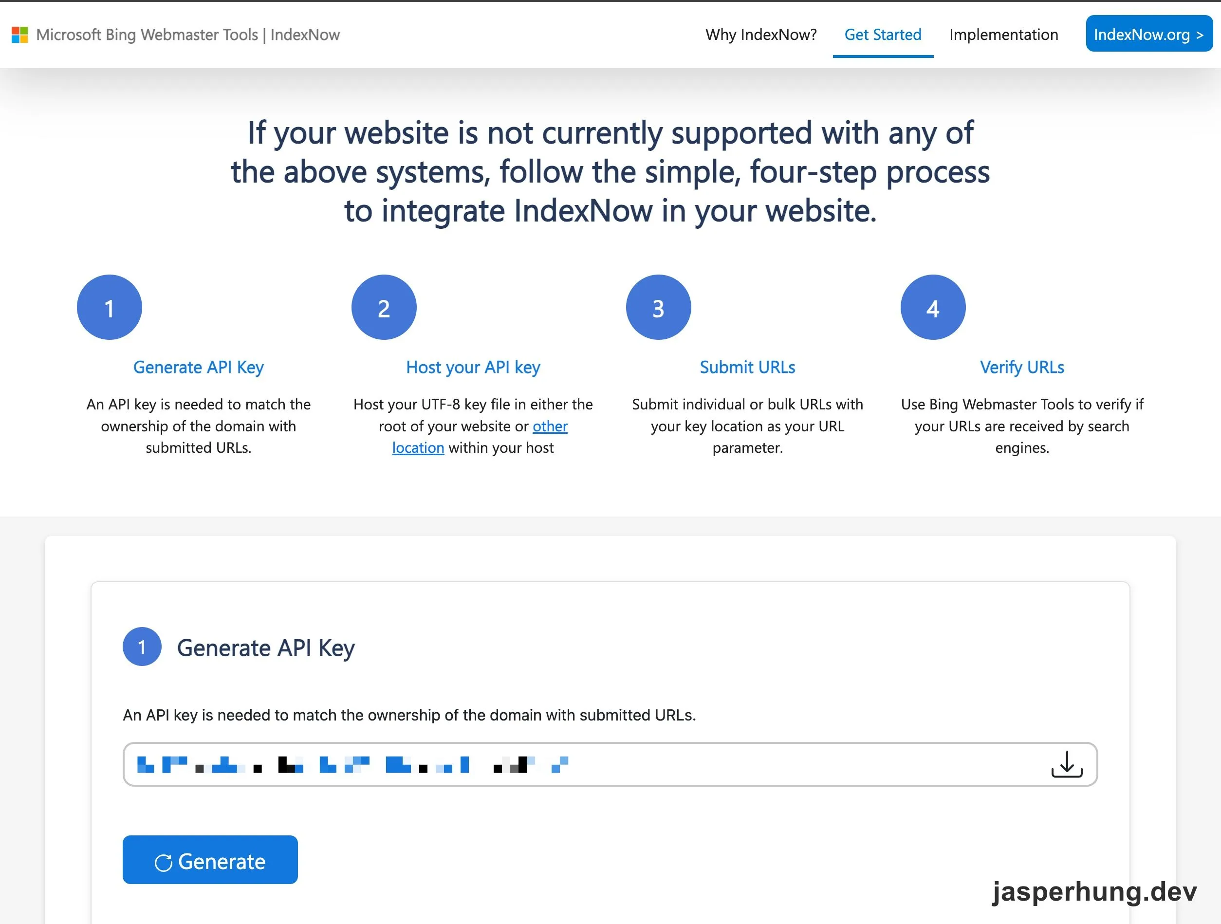 IndexNow 手動 API key 設定流程