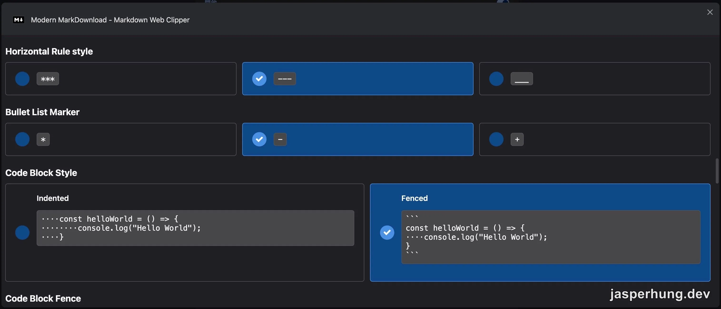 Modern MarkDownload 的 Markdown 格式設定